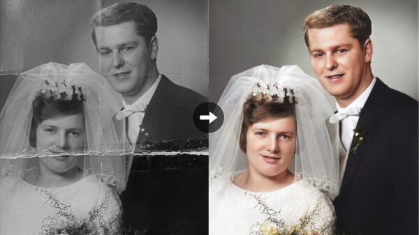 Regalo di restauro fotografico prima dopo per i nonni