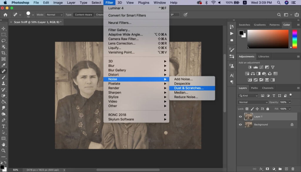 Removing Scratches & Noise From The Photograph Using Photograph
