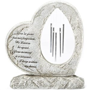 Roman Your Memory Treasure Within Heart Figurine de carillon de jardin en pierre de résine de 30,5 cm