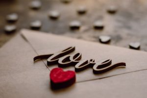 A letter with the word love on it.